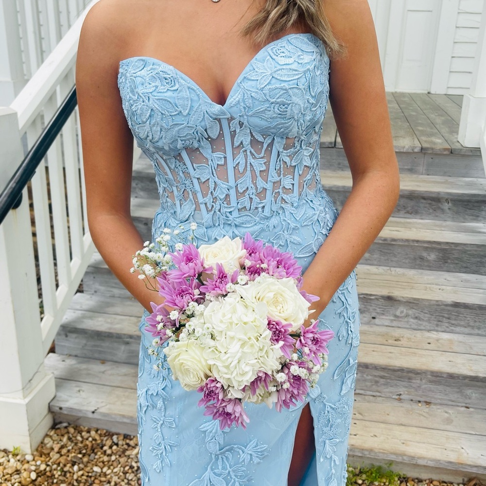 Strapless light blue Sherri Hill Prom Dress